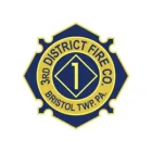 A navy blue and gold badge with the text "3rd District Fire Co. Bristol Twp. PA." encircling a gold-bordered diamond shape with a large number "1" inside.
